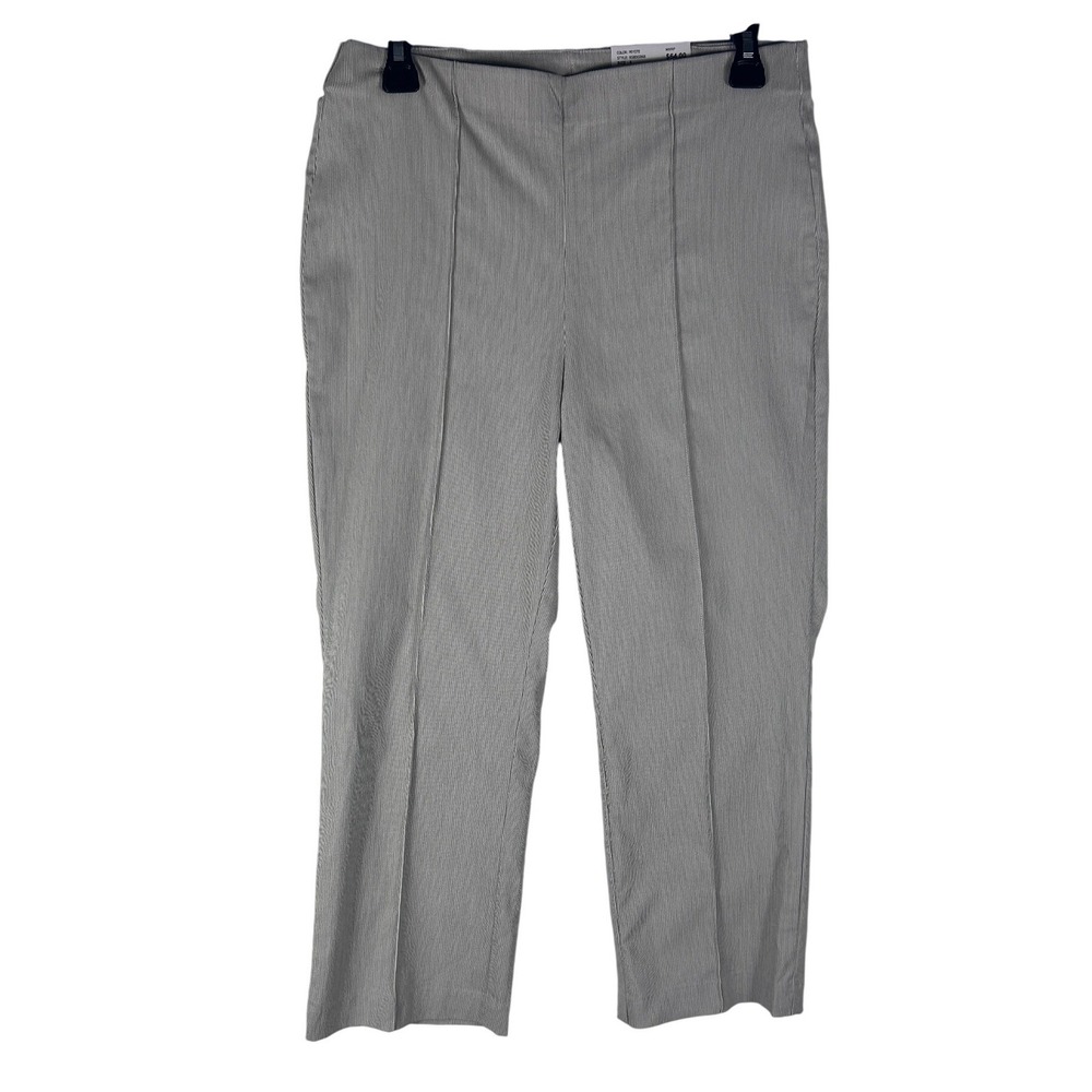 Rafaella Womens Pintuck Crop Pants Peyote Grey White Stripe Stretch Size 6 NEW